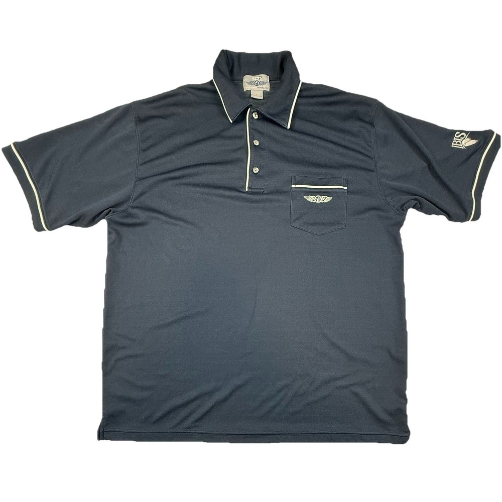 Straight Down Performance Golf Polo Blue White Trim Mens Large The Club At Ibis